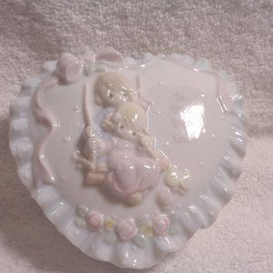 Percious Moments Heart Shaped Covered Music Dish